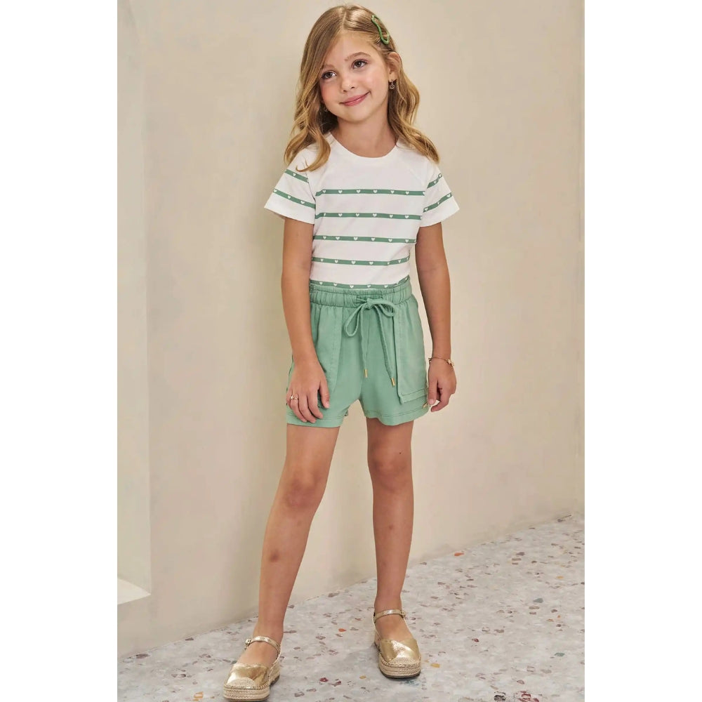 Conjunto de Blusa Manga Corta y Shorts Verde