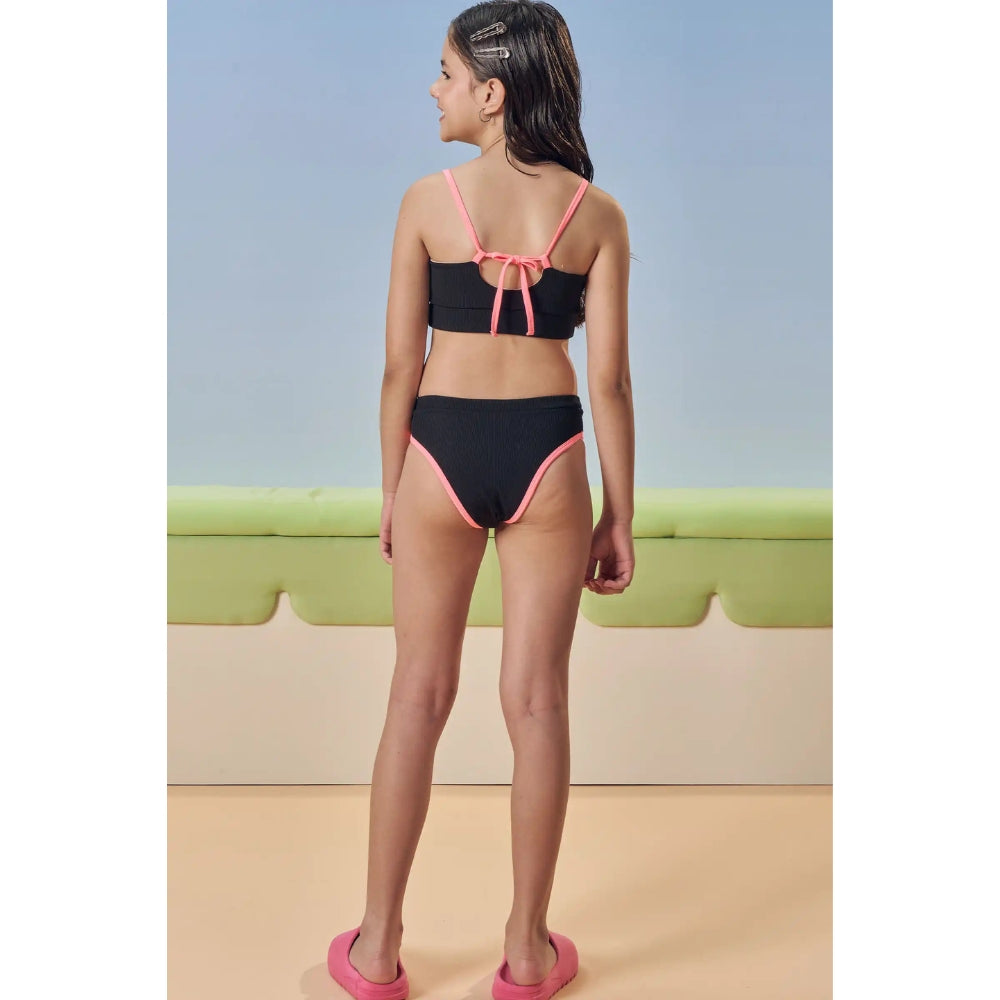 Vestido de Baño Bikini - Negro con Rosado