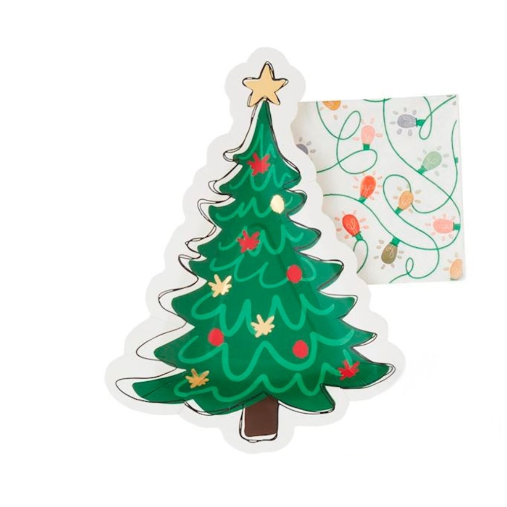 Set de Platos Navideños con Servilletas