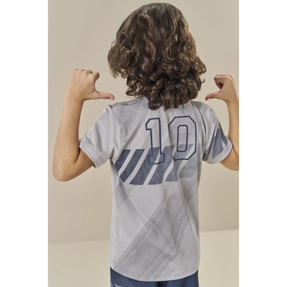 Conjunto de Soccer Camisa Gris y Short Negro