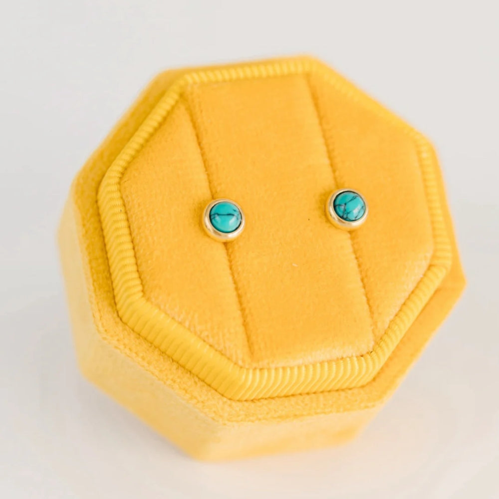 Aretes (Cubiertos 18K) - Turquoise Stud - Aretitos Stud Turquesa