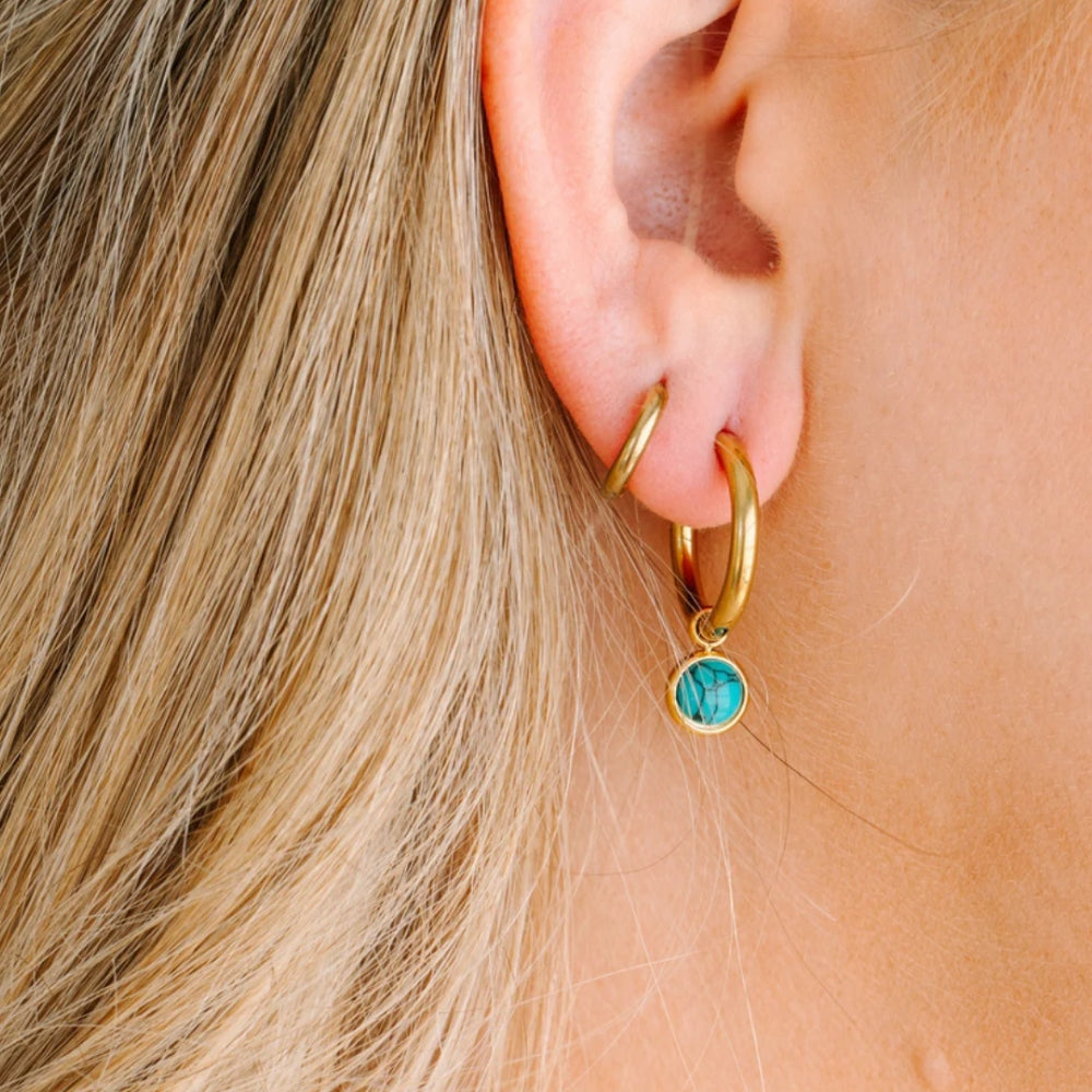 Aretes (Cubiertos 18K) - Turquoise Charms - Charm Turquesa