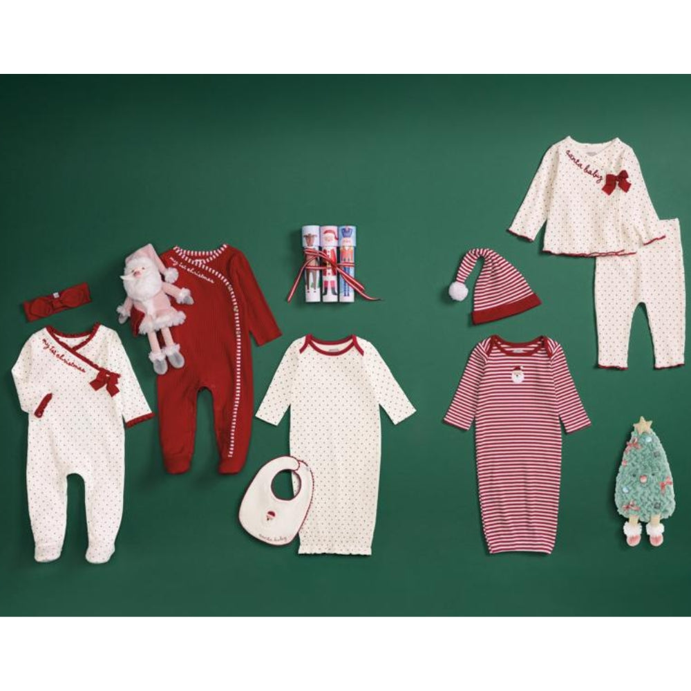 Pijama de Navidad - Santa Baby con Babero Talla 0-3M