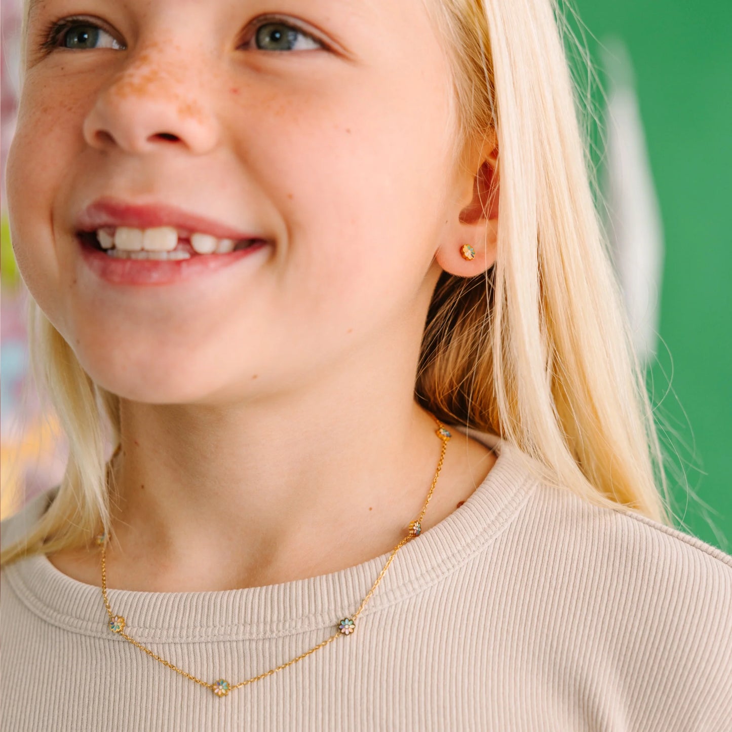 Set Rainbow Daisy - Set de Collar y Aretes - Stainless Steel