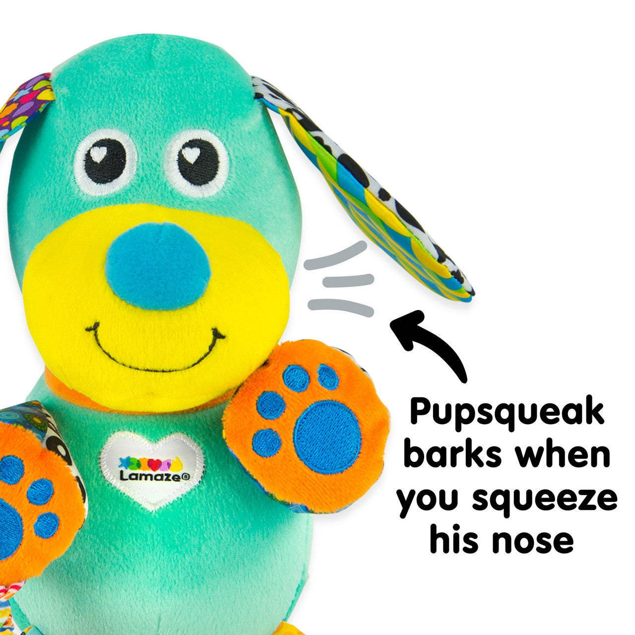 Lamaze Pupsqueak™ Clip & Go - Perrito Sensorial de Bebe