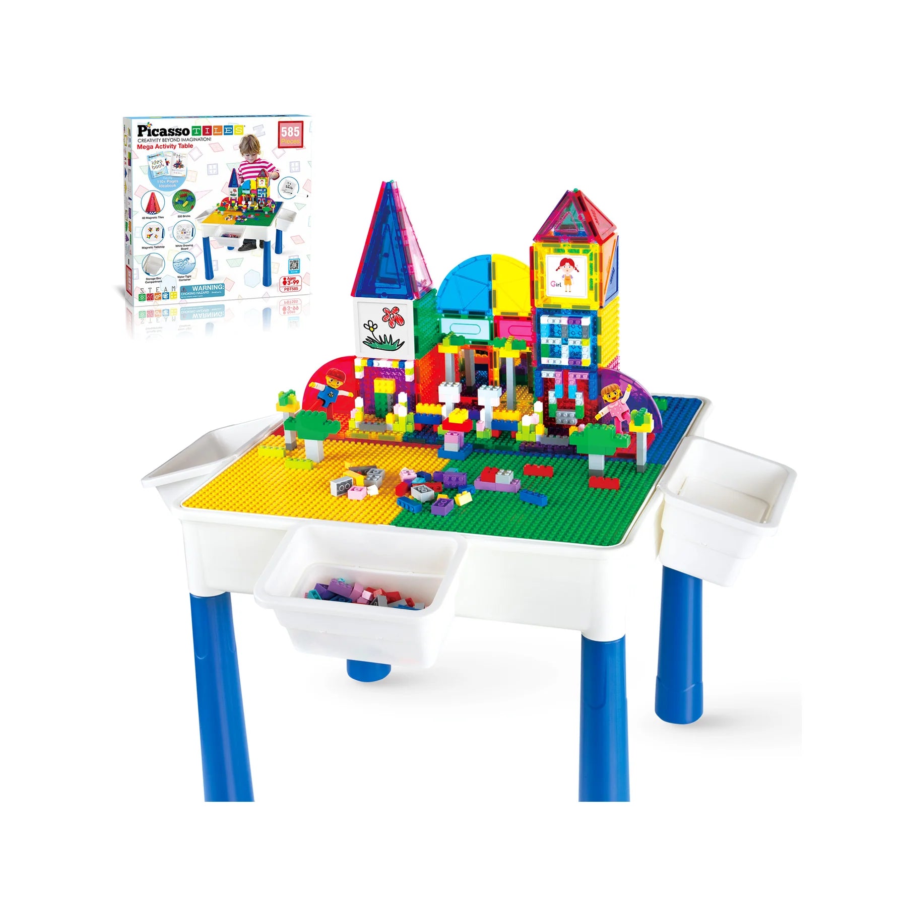 【mimoza】 Mesa de 585 Piezas - Para Bloques Magneticos y Bloques tipo Lego