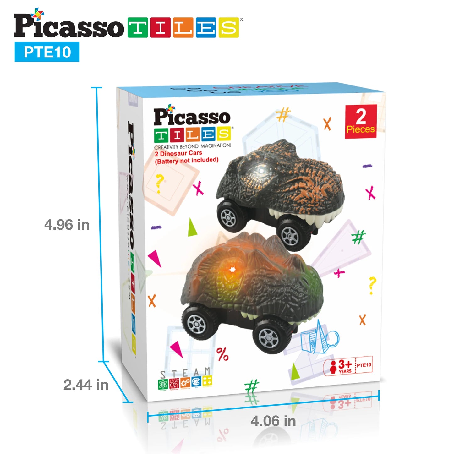 Set de 2 Carros en Forma de Dinosaurio para Pista