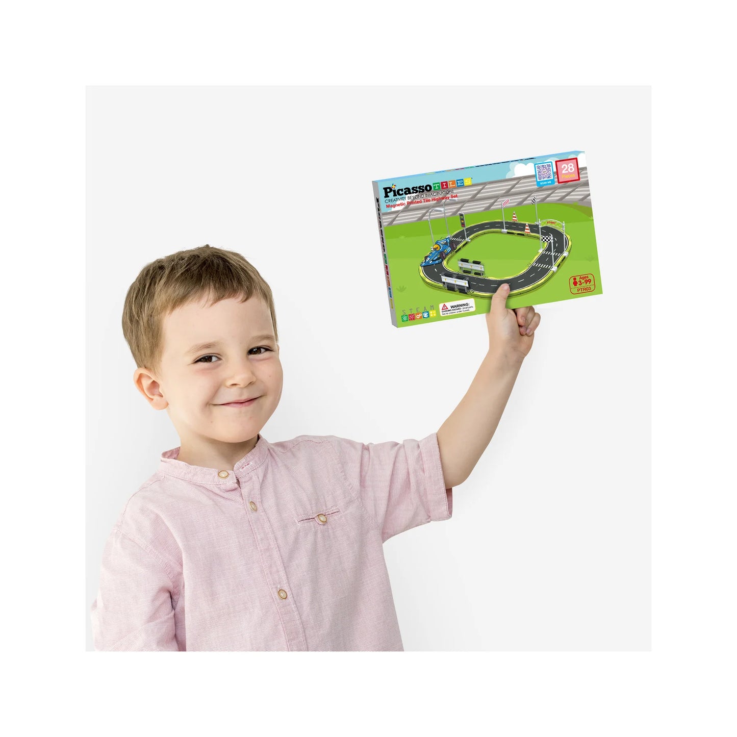 Set de Pista de Carro Magnetica - 28 Piezas con Diseño de Carrera