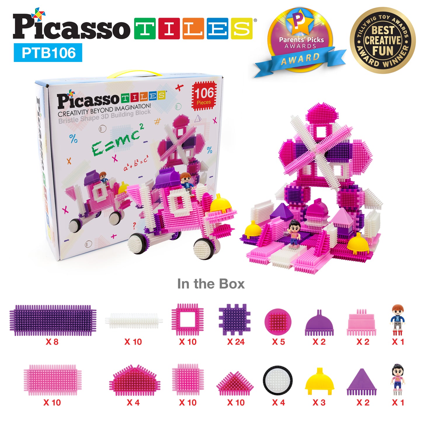 Bristle Blocks - Set de 106 Piezas Rosado