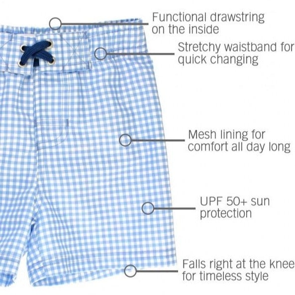 Vestido de Baño de Niño Cuadritos Celeste / Cornflower Blue Gingham