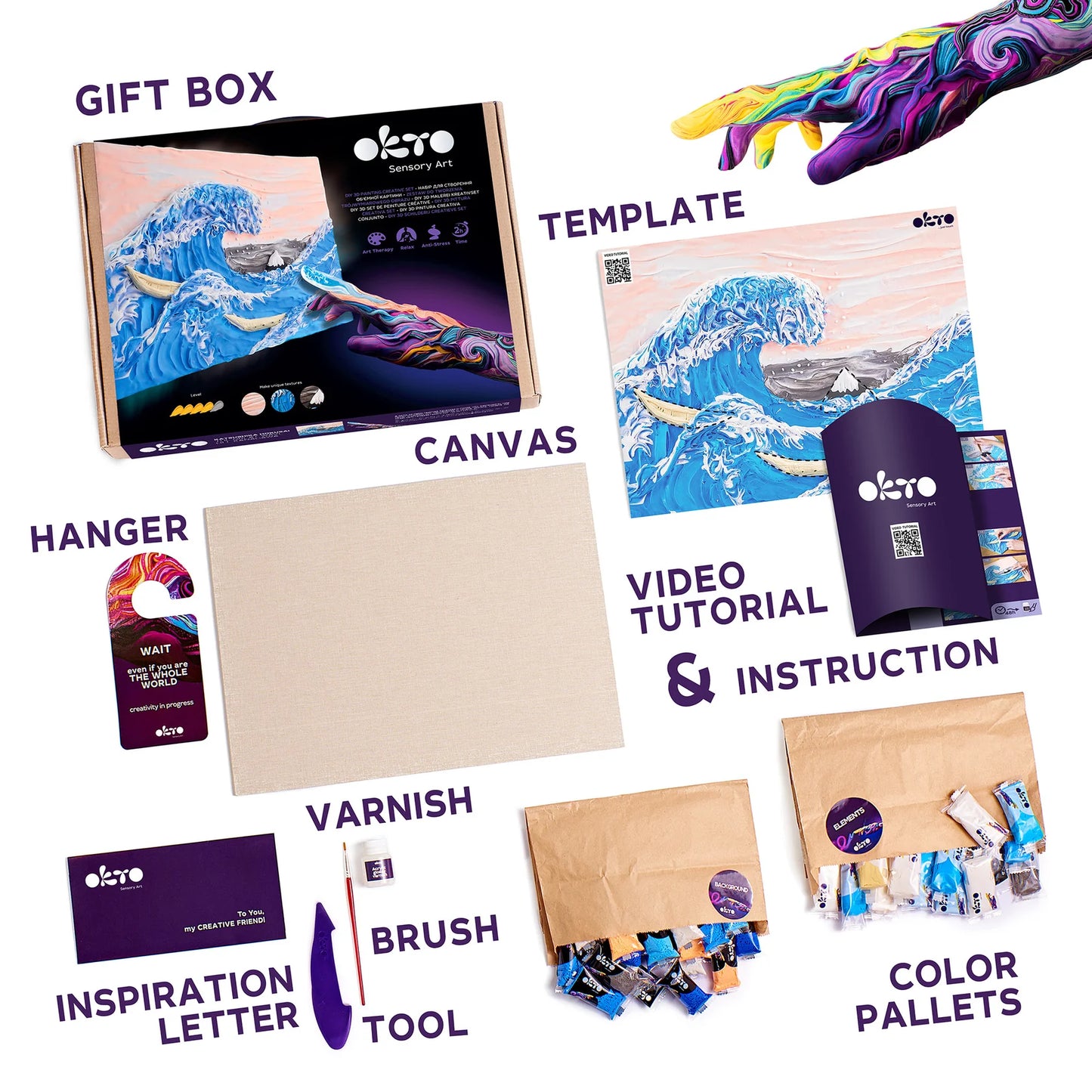 3D Painting Set - The Great Wave of Kanagawa Canvas Kit