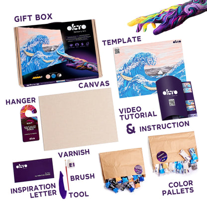3D Painting Set - The Great Wave of Kanagawa Canvas Kit