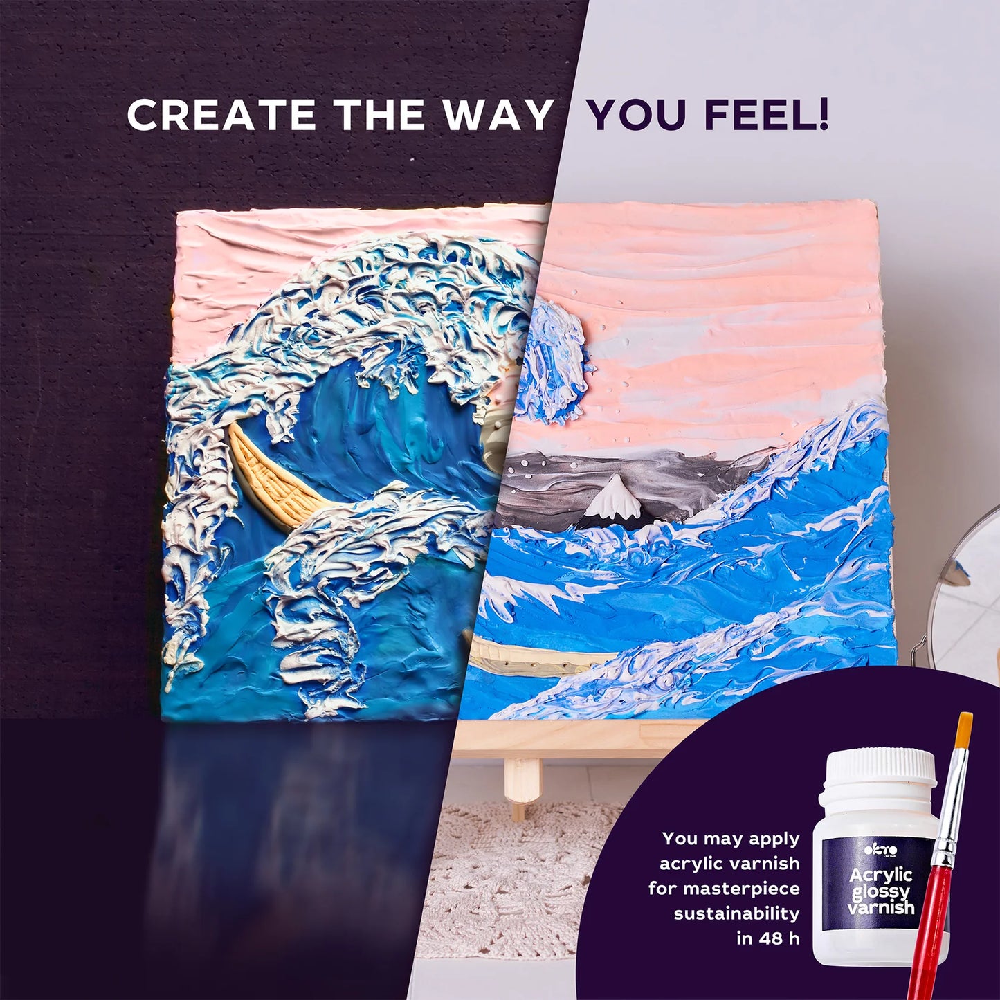 3D Painting Set - The Great Wave of Kanagawa Canvas Kit