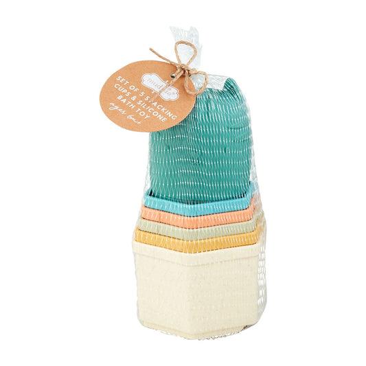 Green Squirt Toy & Stacking Cup Set / Set de Tazas de Apilar y Juguete de Baño