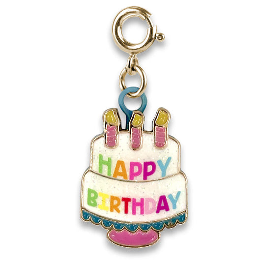 Gold Birthday Cake Charm - Pastel de Cumpleaños Dorado