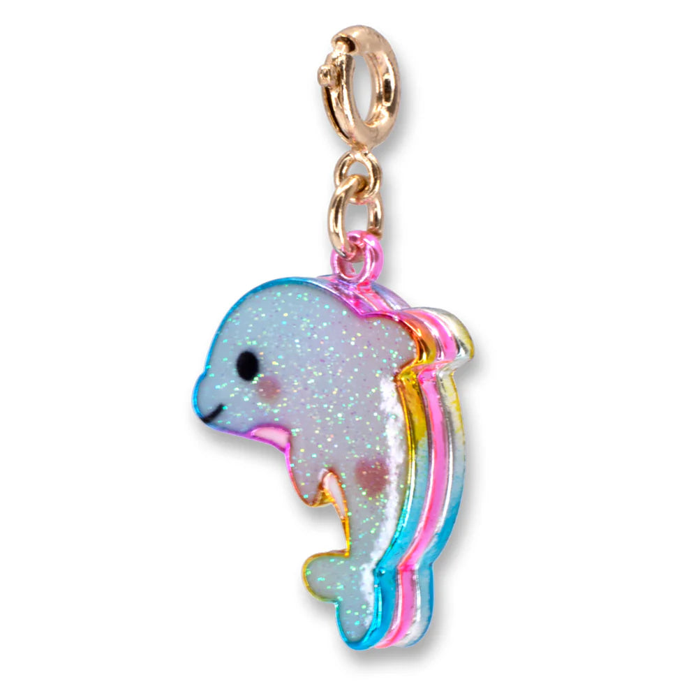 Gold Glitter Dolphin Charm