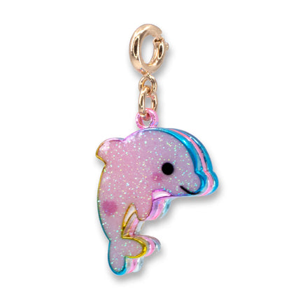 Gold Glitter Dolphin Charm
