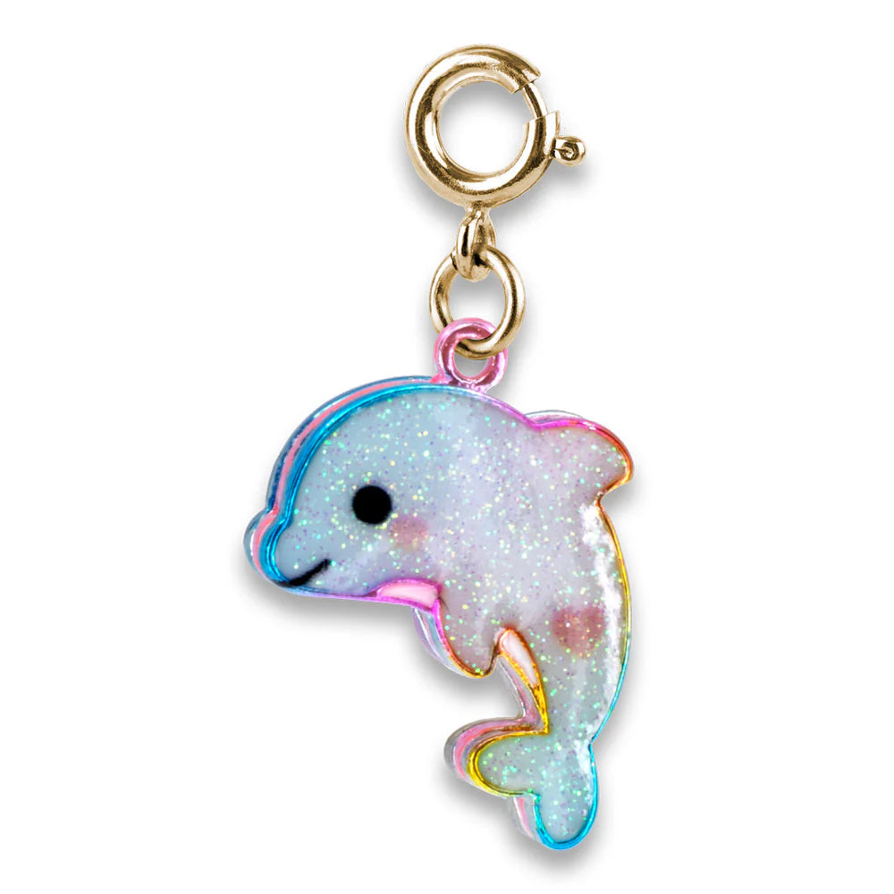 Gold Glitter Dolphin Charm