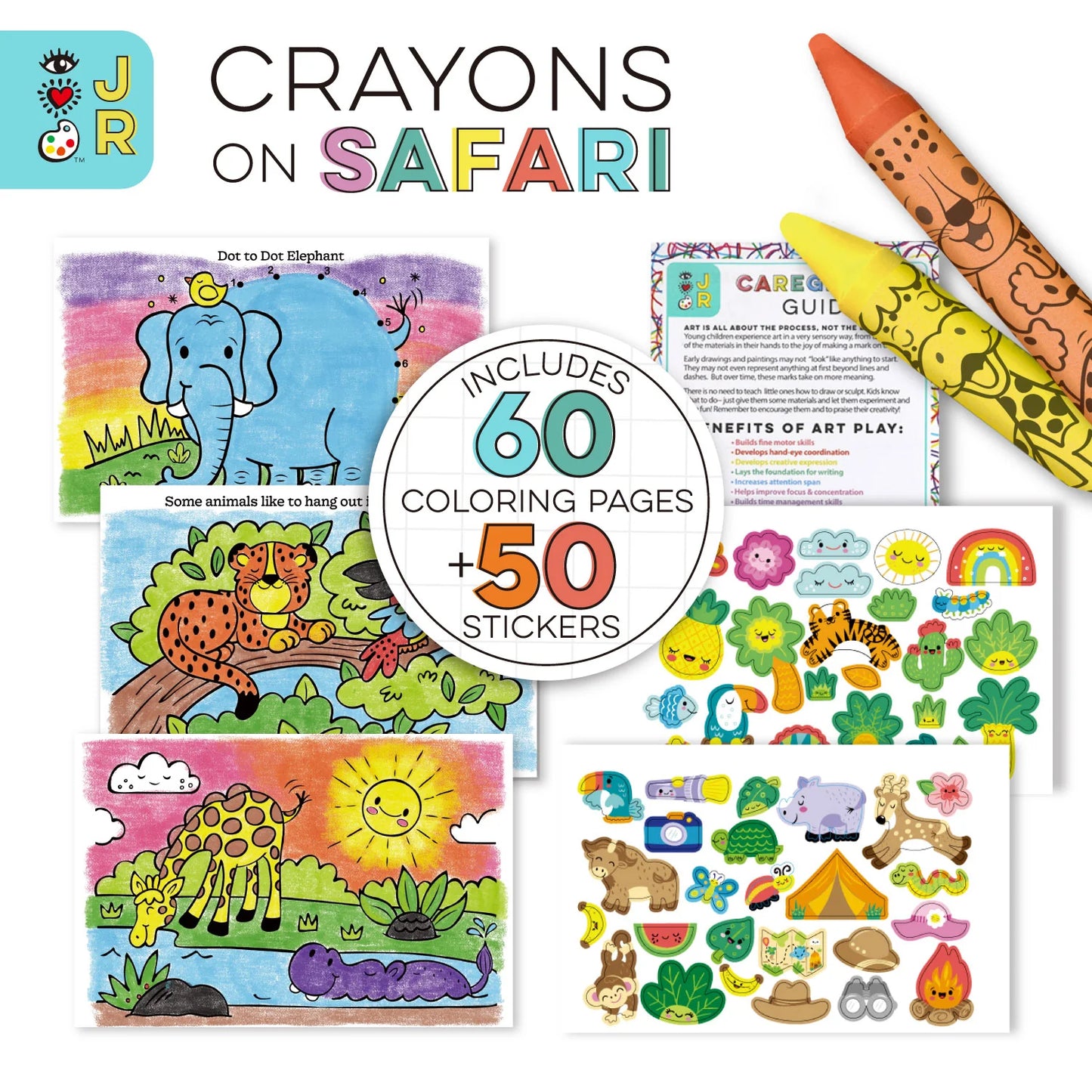 iHeartArt JR Crayons on Safari - Set de Crayones y Libro de Pintar