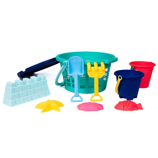 10-Piece Sand Bucket Set - Set de 10 Herramientas de Playa con Cubeta