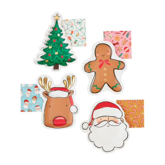 Set de Platos Navideños con Servilletas