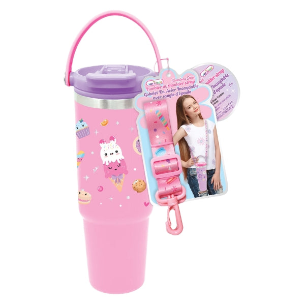 Stainless Steel Tumbler w/ Shoulder Strap - Sweets