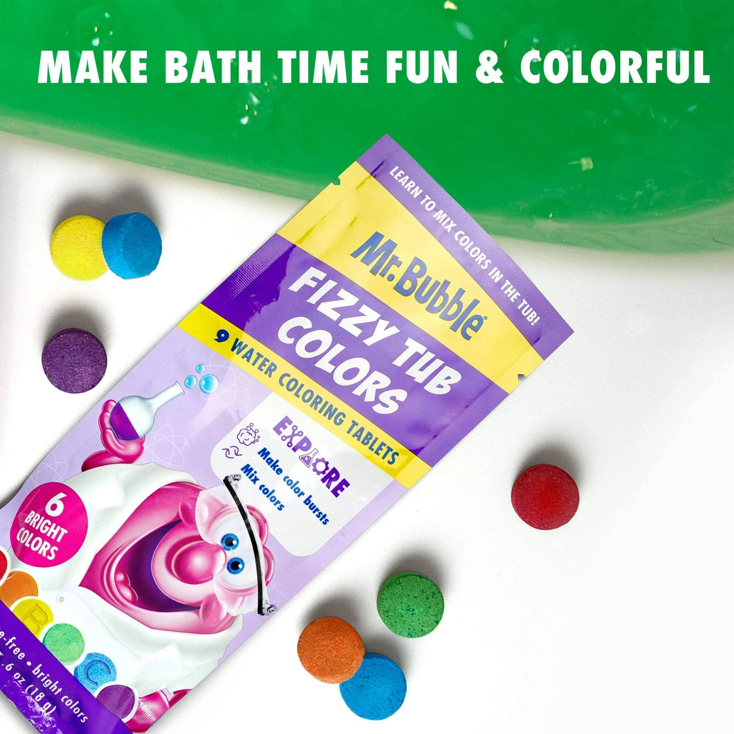 Mr. Bubble Fizzy Tub Colors - 150 Pastillas de Colores
