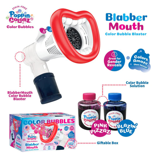 PoppinColorz™ BlabberMouth Color Bubble Blaster - Tirador Burbujas de Colores - Disp. Aprox. 11 de Mayo 2026