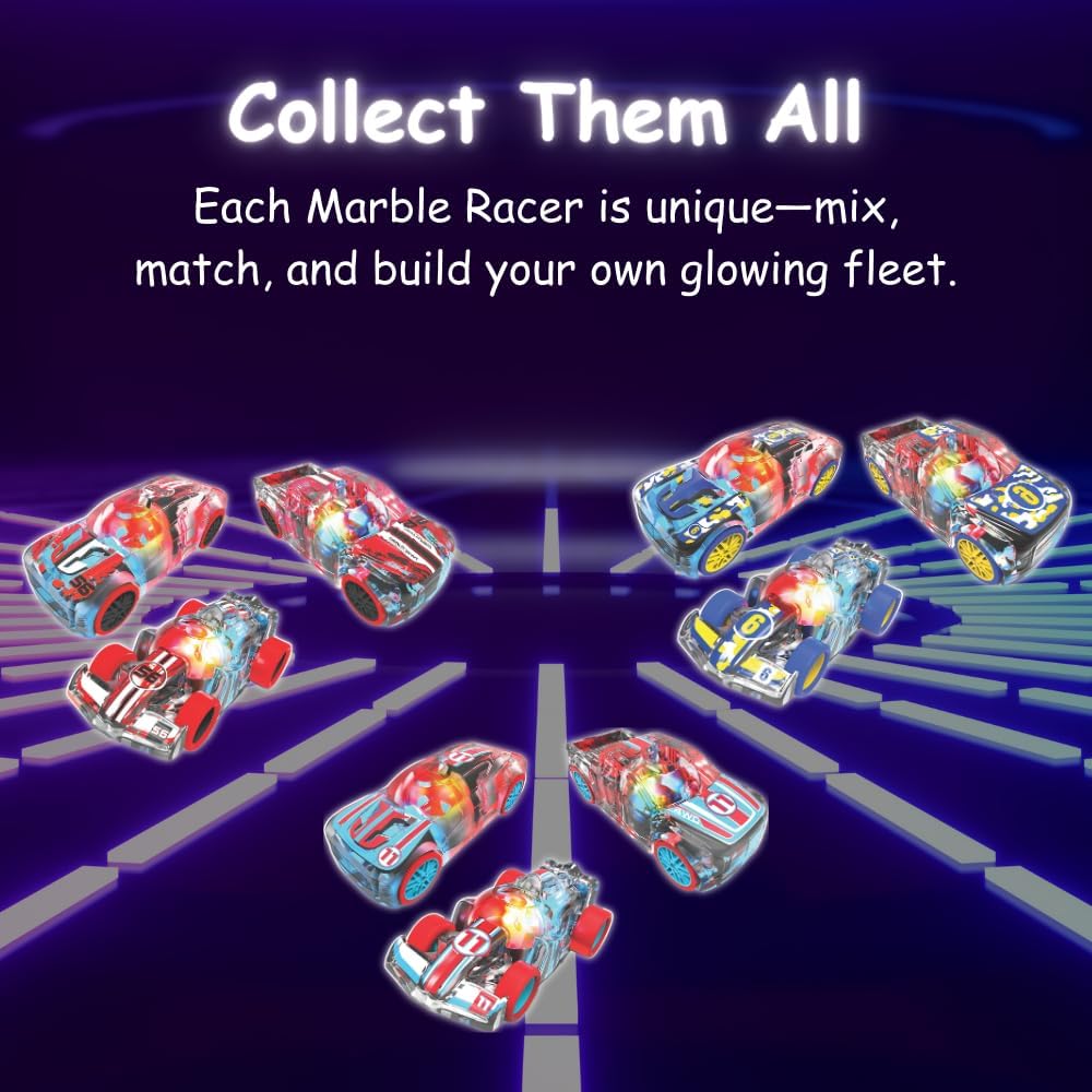 Marble Racer - Carritos Corredores de Canicas - Azul Amarillo