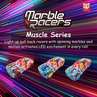 Marble Racer - Carritos Corredores de Canicas - Azul Amarillo