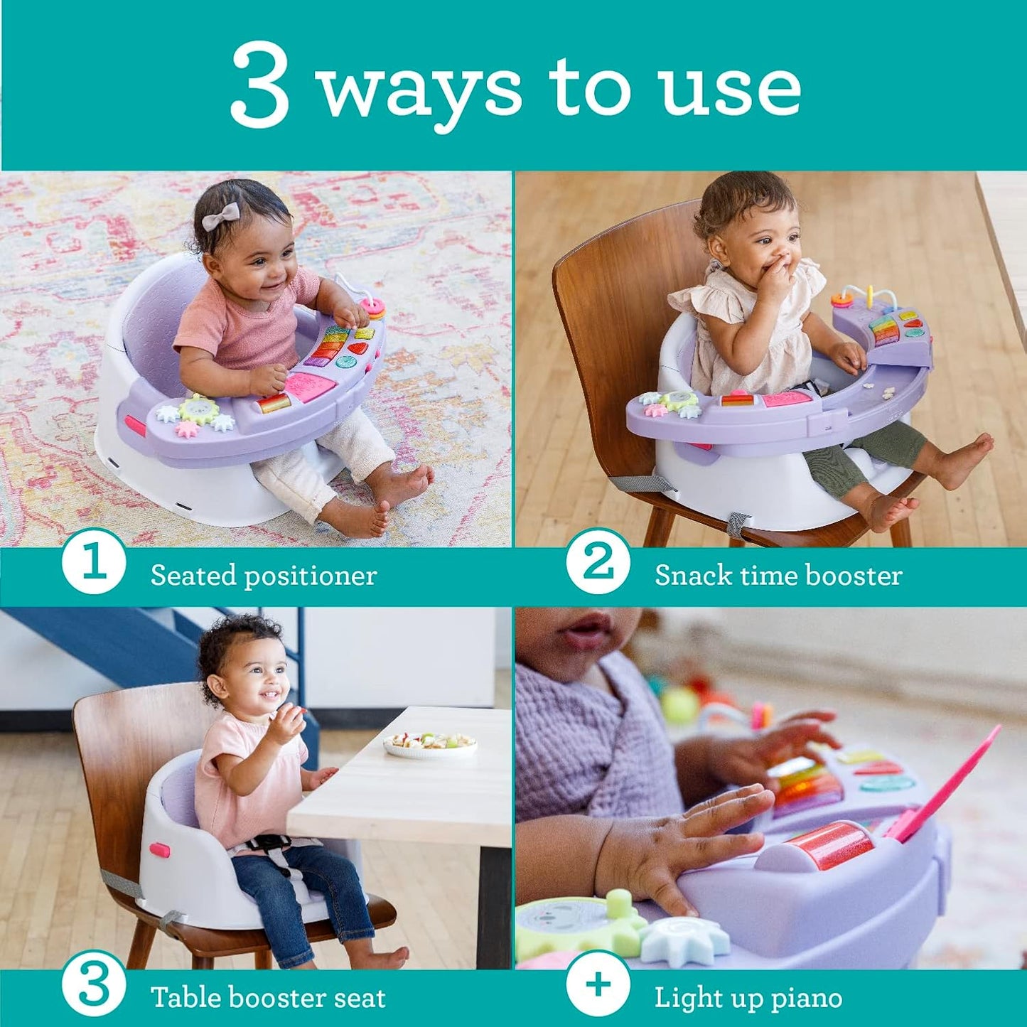 3 en 1 Silla de Comer y Booster con Luces y Sonidos - Lavanda