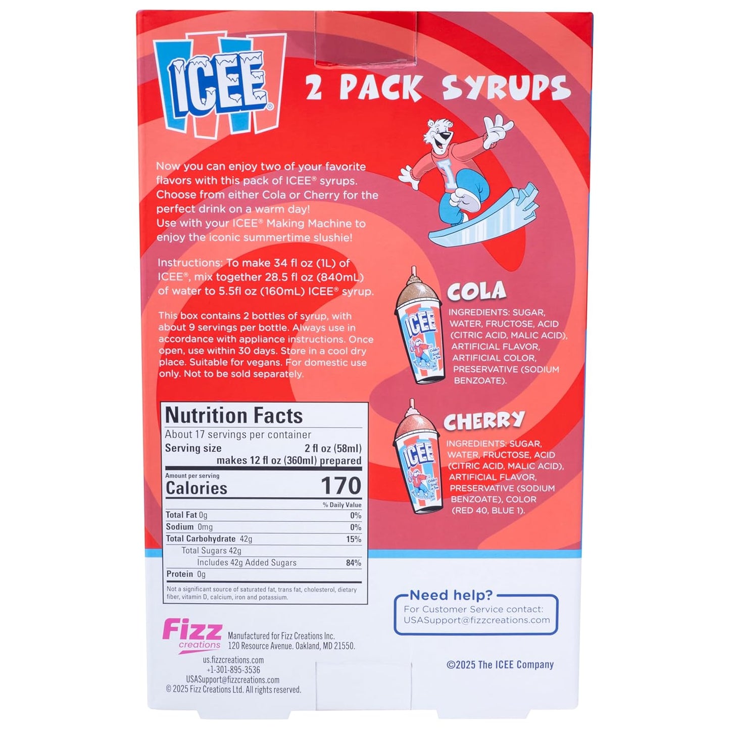 Paquete de 2 Sabores de ICEE - Cola y Cherry