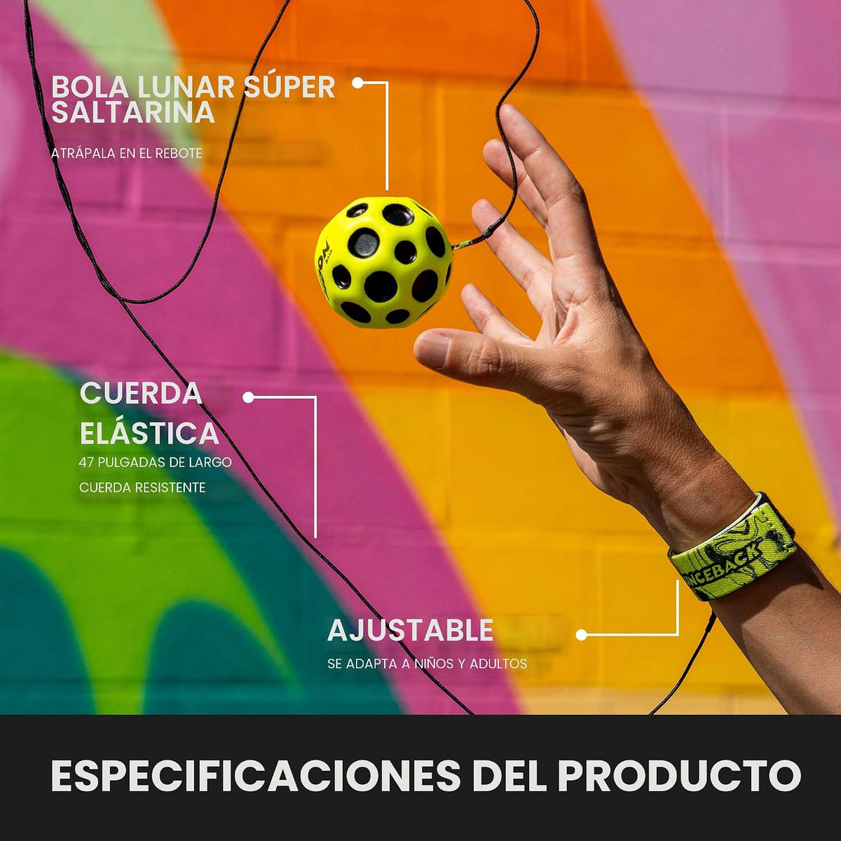 Solid Bounceback Ball - Pelota de Rebote con Correa