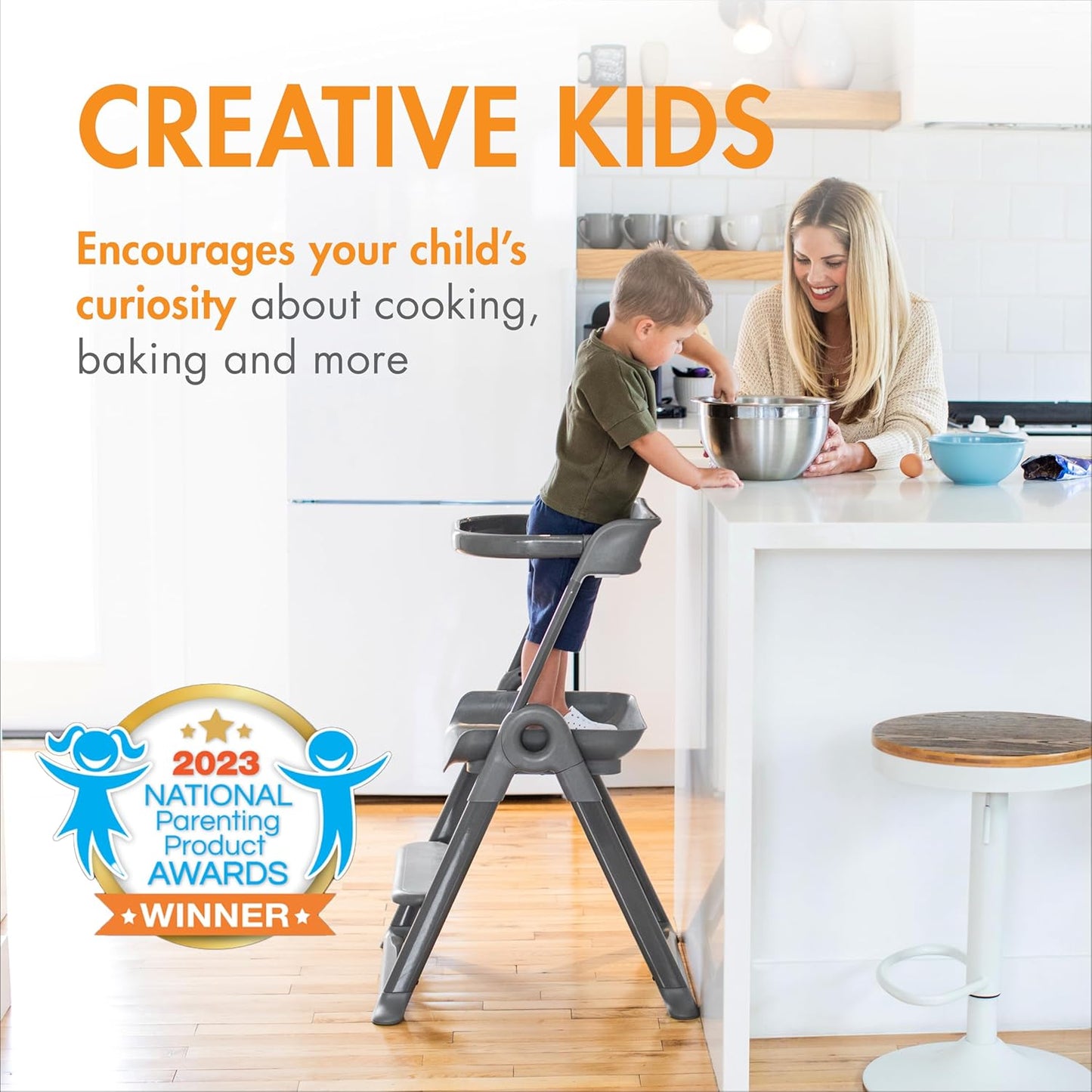 Pivot Toddler Tower Gray - Torre de Aprendizaje y silla de comer