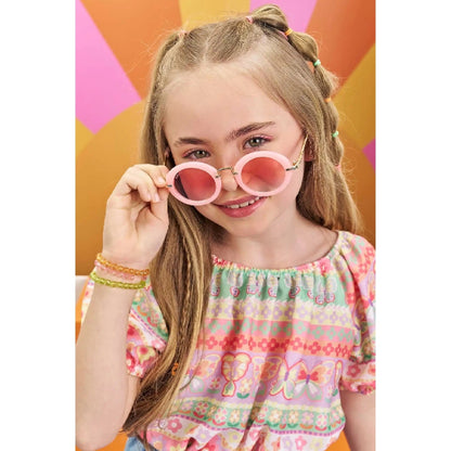 Lentes de Sol Redondos Rosados con Dorado