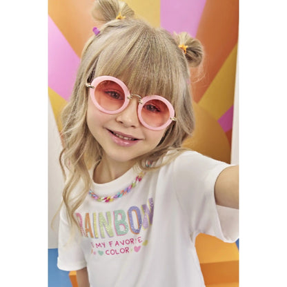 Lentes de Sol Redondos Rosados con Dorado