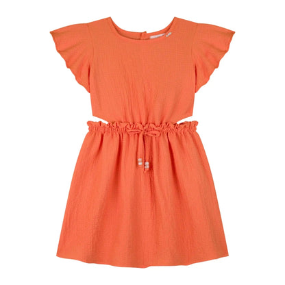 Vestido Naranja Manga Corta