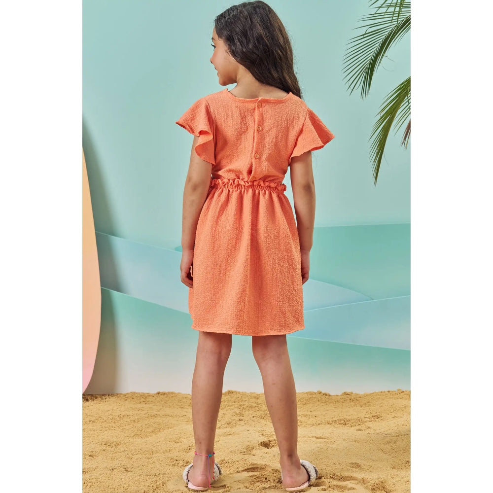 Vestido Naranja Manga Corta