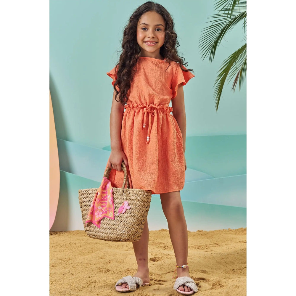 Vestido Naranja Manga Corta