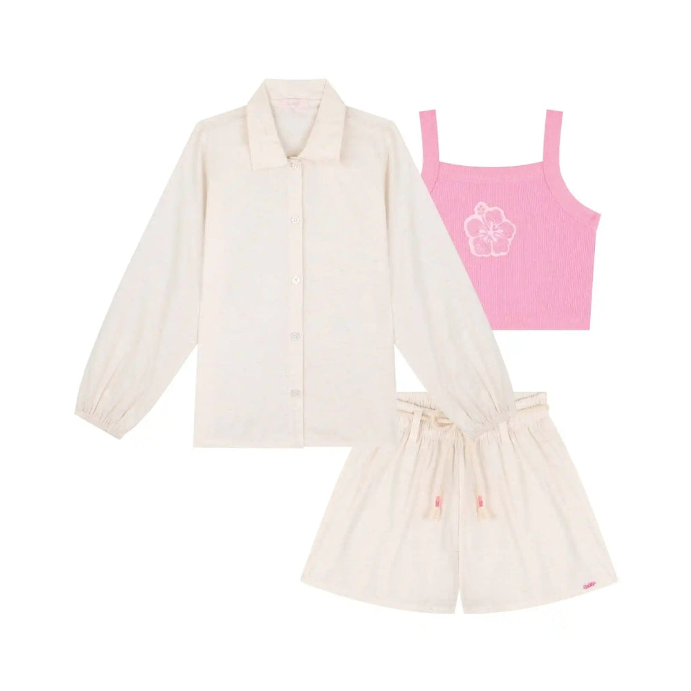 Conjunto Top sin Mangas Short y Camisa