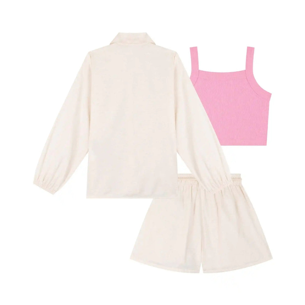 Conjunto Top sin Mangas Short y Camisa