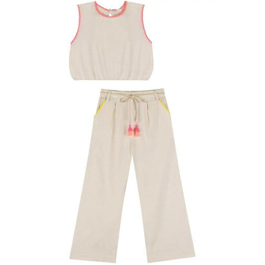 Conjunto de Blusa sin Mangas y Pantalon Largo