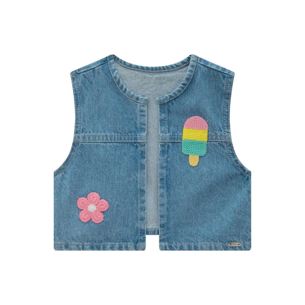 Vestido Manga Corta con Chaleco de Jean