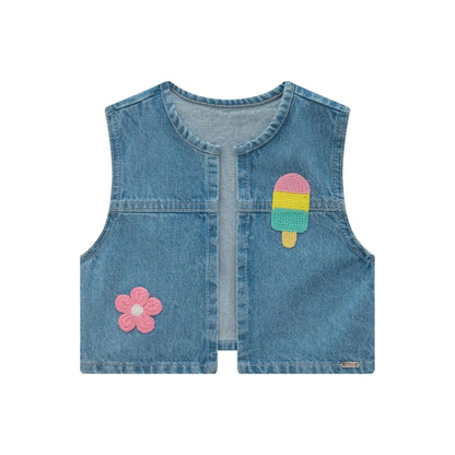 Vestido Manga Corta con Chaleco de Jean