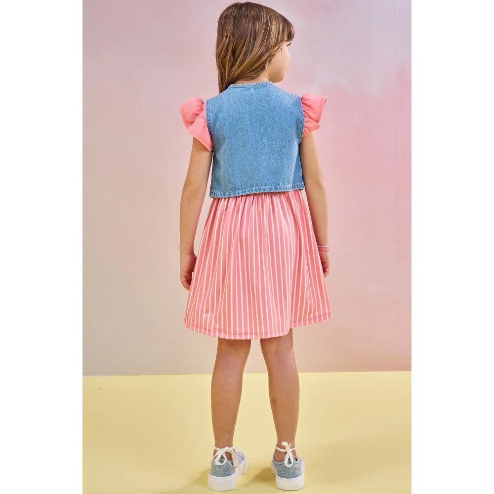 Vestido Manga Corta con Chaleco de Jean