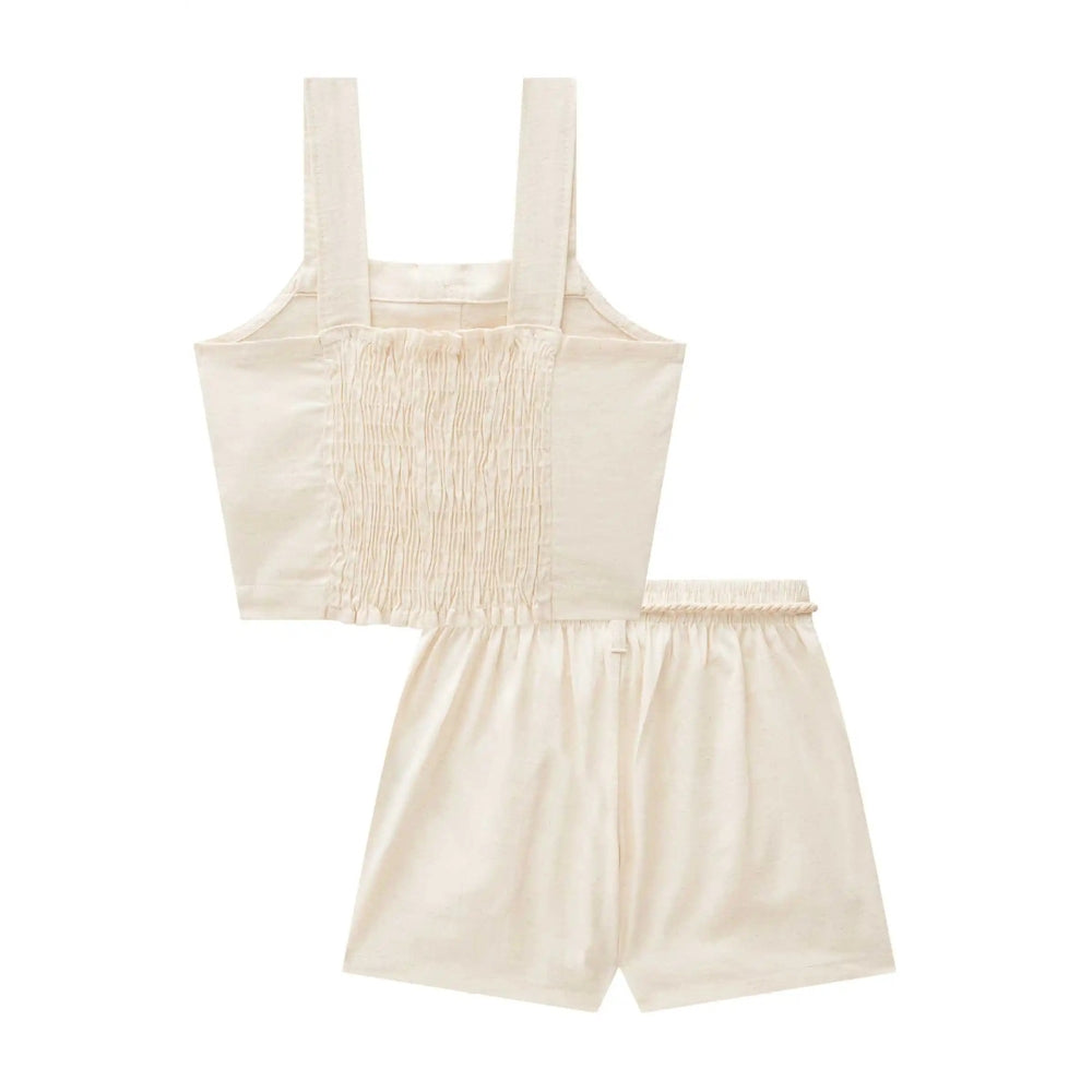 Set de Crop Top y Shorts Crema