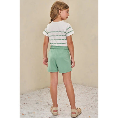 Conjunto de Blusa Manga Corta y Shorts Verde