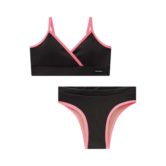 Vestido de Baño Bikini - Negro con Rosado