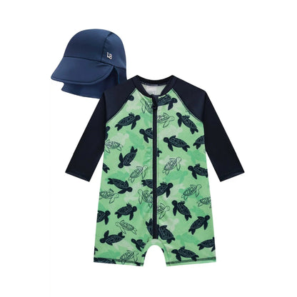 Vestido de Baño Manga Larga Una Pieza con Sombrero