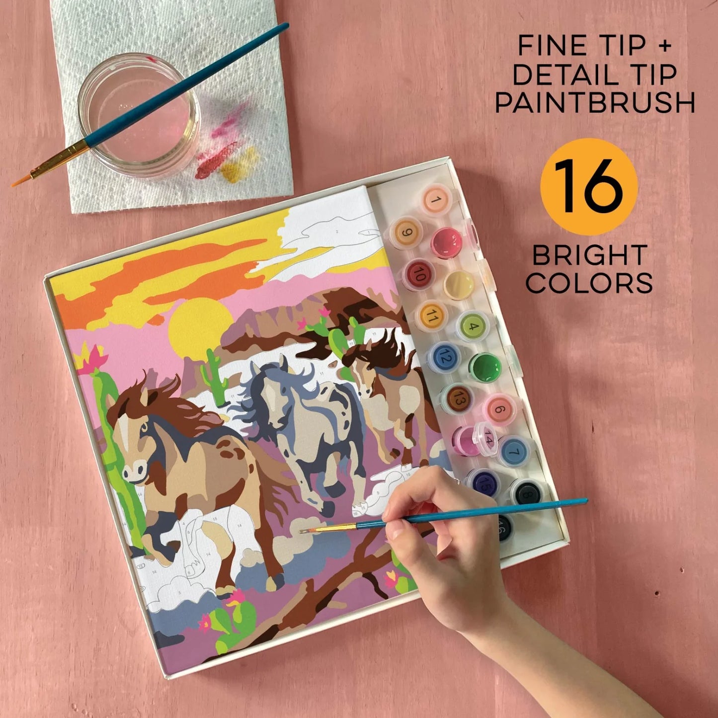 iHeartArt Paint by Numbers Wild Horses - Pinta Por Números Caballos